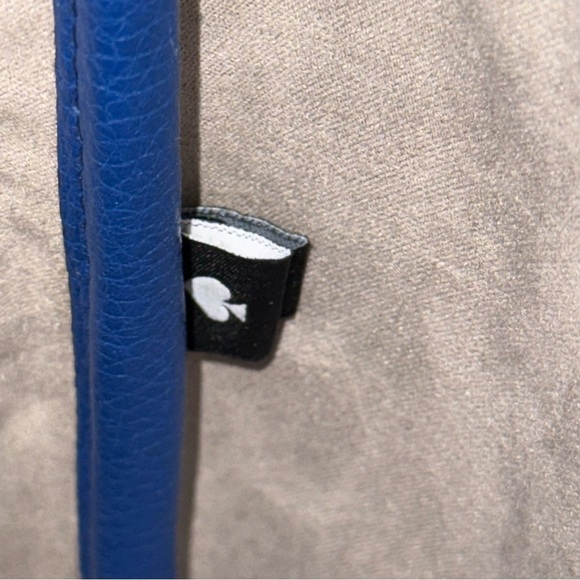 Kate Spade Knott Blue Striped Medium Straw with Leather Trim Crossbody Tote - Picture 5 of 13